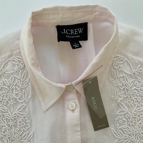 J. Crew Collection Beaded Button-up Shirt in Ramie NWT - Picture 8 of 8